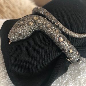 Rhodium mine cut diamond snake bracelet